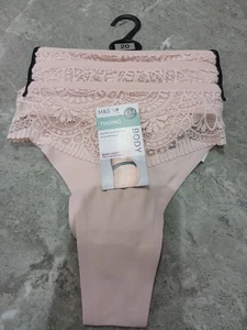Body by M&S 3pk Body Soft Lace Thongs Knickers Size 20 SOFT PINK - Picture 1 of 7