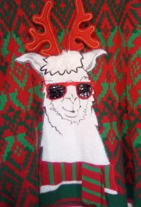 Holiday Time Llama Ugly Funny Christmas Sweater Large 42-44 - Picture 1 of 4