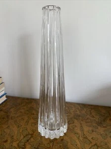 CLEAR CRYSTAL VINTAGE Fluted BUD VASE, 10” Tall - Picture 1 of 11