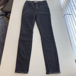 Pantalones de mezclilla ajustados de tiro alto Madewell de 10" en Berkeley negros para mujer 25 botones altos mosca - Imagen 1 de 8