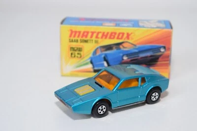 A94 1:64 3 INCH MATCHBOX SUPERFAST 65 SAAB SONETT III METALLIC BLUE NMIB - Image 1 of 4