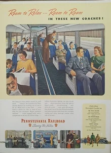 1947 de colección anuncio impreso de ferrocarril de Pensilvania, habitación a habitación en estos nuevos autocares - Imagen 1 de 1