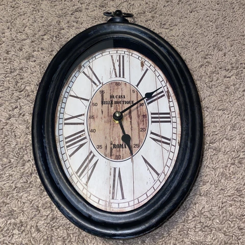 La Casa Bella Boutique Roma Black Metal Vintage Wall Clock! SEE! AS-IS! Works! Cover