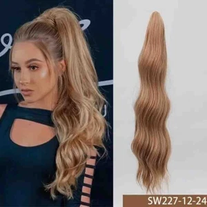 18" Drawstring Ponytail Hair Extensions Long Curly Wavy Ponytail Wavy Synthetic - Picture 1 of 11