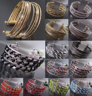 Statement Armband Armspange mehrreihig silber gold Modeschmuck Boho Damen VZ3# - Bild 1 von 3