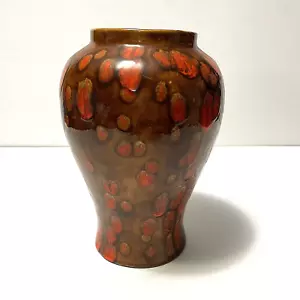 Jarrón vintage precioso único en su tipo, colores MCM marrón/naranja, Sandy Yates 1986 - Imagen 1 de 8