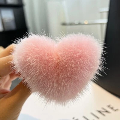 Mujeres Niñas Lindo Anillo de Pelo de Piel de Visón Real en Forma de Corazón Cuerda para el Cabello Accesorios para el Cabello Foto 1 de 4