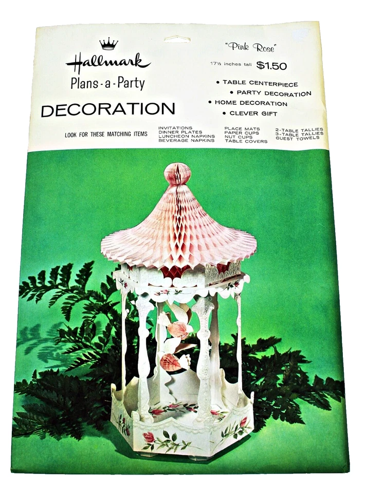 PIEZA CENTRAL GAZEBO ROSA ROSA de colección Hallmark Plans A Party sin usar 17,5" de alto Foto 1 de 4