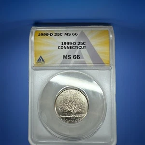 1999-D 25c MS66 Conneticut STATE QUARTER Anacs Graded Certified - Picture 1 of 2