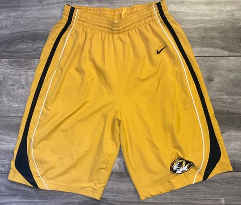 2011 Nike Authentic Missouri Tigers College Basketball Shorts Sewn Gold Men's M Cover
