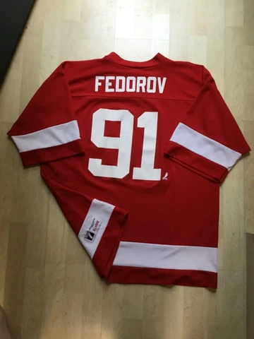 LOGO 7 Sergei Fedorov 91 Detroit Red Wings Jersey Size Mens Xl Cover