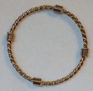 Solid Bangle Bracelet - Silver Tone Metal Twisted - 2 3/4 in DIA - Picture 1 of 3