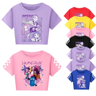 Mädchen Teufel Jäger Huntrix Crop Top T-Shirt Kpop Freizeit Sommer Kurzarm Tee
