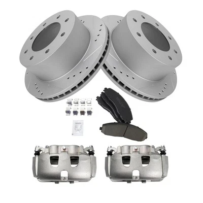 Pinzas de freno delanteras pastillas de cerámica rotores perforados para 13-19 F-250 F-350 Foto 1 de 4