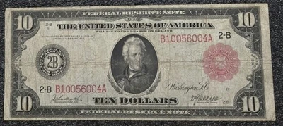 1914 $10 Ten Dollars New York FRN Fr-893b Four Of Kind 0s Red Seal Rare 10056004 - Image 1 of 4