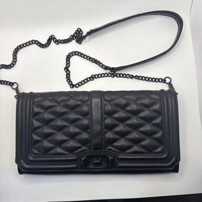 Bolso Bandolera REBECCA MINKOFF Cadena Negra Cuero Acolchado Amor Bolso sin asas de hombro Foto 1 de 4
