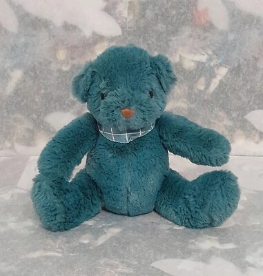 C23/ Magnifique Doudou Ours Primatis Peluche Fourrure Bleu Pétrole  Bandana - Photo 1/3