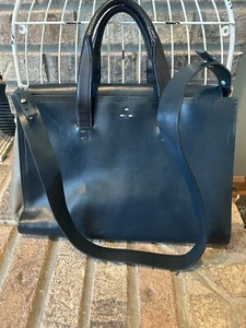 Kelsi Dagger Leather Satchel Shoulder Crossbody Bag Blue Gray - Picture 1 of 12