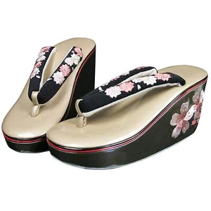 Zori heels embroidered large cherry blossom women's 24cm (US7) - Picture 1 of 6