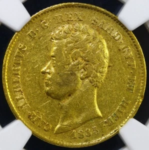 1835 (Anchor)-P Italy Sardinia. Carlo Alberto gold 20 Lire NGC AU50 - Picture 1 of 4
