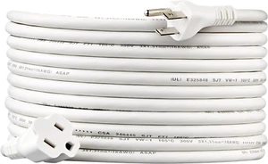 Netz-Verlängerungskabel, 20 Fuß, 13 Ampere, 125 V, weiß - Bild 1 von 12