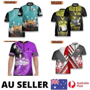 Bowling Shirt AMF Strike Team Uniform Championship Zipper Polo- AU Stock - Bild 1 von 28