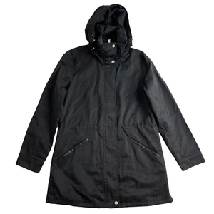 Lauren Ralph Lauren Anorak Rain Jacket Womens Extra Small Black Hooded Logo NWOT - Picture 1 of 17