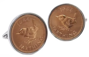 1944 Farthing Münzen Set in Silber Fassung Herren 80 Jahre Geschenk von MANSCHETTENKNÖPFE DIRECT - Bild 1 von 10