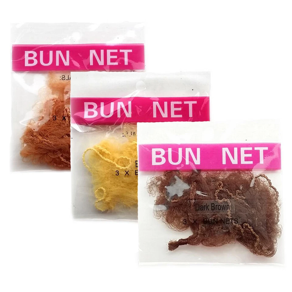 Brown Blonde Bun Nets Ladies Hair Accessories Triple Packs Packets Mesh Girls - Image 1 of 1
