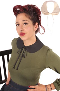 retro rockabilly Bubikragen pin up Blusenkragen Peter-Pan-Collar - Picture 1 of 11