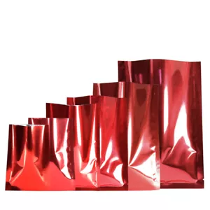 100x rojo abierto superior bolsas de sellador térmico bolsa plana 3 sello lateral BPA libre de alimentos seguros - Imagen 1 de 13