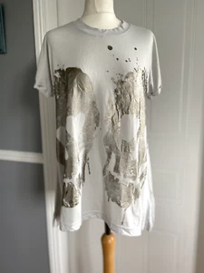 ADIDAS NEO WOMENS SNOW GREY SKULL PRINT T.SHIRT NEW WITH TAGS SIZE MEDIUM - Picture 1 of 8