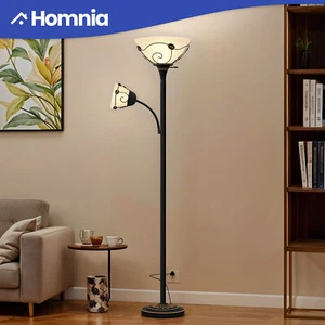 71" Vintage Torchiere Floor Lamp Adjustable Metal Stand Lamp with Reading Light - Picture 1 of 11
