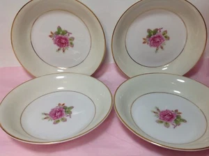 Fuji China Rosette Fruit Bowl Hand Painted Pink Floral Gold Trim Japan 1940's - Picture 1 of 5