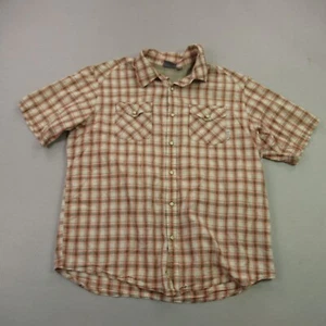 Merrell Shirt Mens Large Short Sleeve Snap Front Plaid Stretch Plaid Pockets - Picture 1 of 8