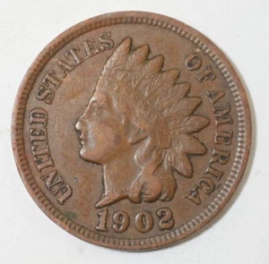 Indian Head Penny von 1902, Münze ist ein sehr schöner kleiner Cent (8+ Artikel versandkostenfrei) - Bild 1 von 2
