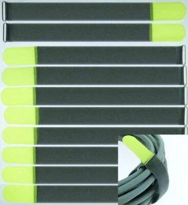 10x Klett Kabelbinder 40 cm x 40 mm gelb FK Kabelklettband Kabelklett Verschluss - Picture 1 of 10