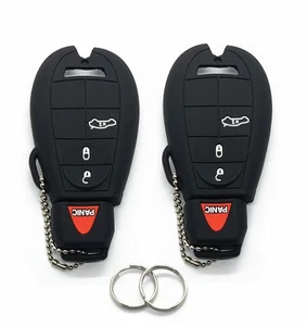 2Pcs Black Silicone For Dodge Charger Challenger Chrysler 4 Button Key Fob Cover - Picture 1 of 6