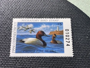 1994 Connecticut State CT2 Leinwand Rückseite Ente wandernde Wasservögel Briefmarke postfrisch - Bild 1 von 2