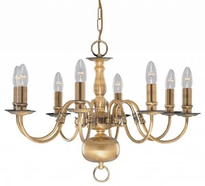 Ceiling Light Brass Flemish 8 Antique Searchlight 1019-8AB - Picture 1 of 1