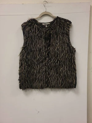 Chaleco Ki-Kit Maurice Sasson XL piel sintética sin mangas negro marrón ropa para mujer moda Foto 1 de 4