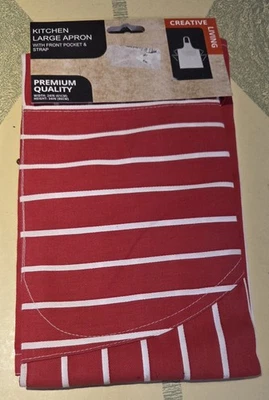 Nuevo Delantal Babero Rayas Rojo y Blanco Vacaciones de Navidad Barbacoa 100% Algodón Foto 1 de 2