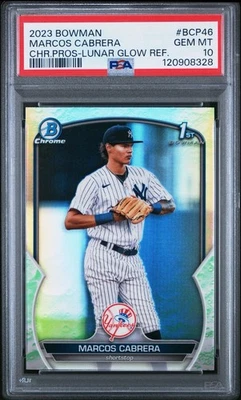 Marcos Cabrera 2023 Bowman Chrome 1st Bowman Pros Lunar Glow Refractor PSA 10 - Image 1 of 3