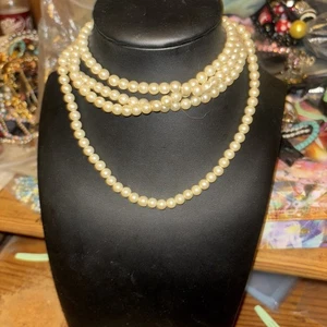 24 inch small faux pearl beaded necklace - Picture 1 of 3