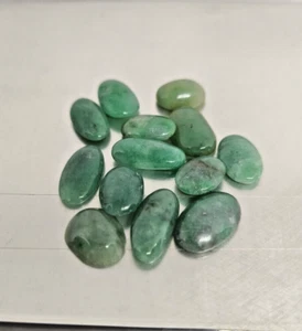 47.24ct 13pcs Genuine Jadeite Jade (Natural-Type A) Green-White Cabochon - Picture 1 of 2