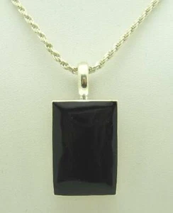 HEAVY ESTATE MEXICAN ONYX STERLING SILVER PENDANT NECKLACE, 18" long - Picture 1 of 7