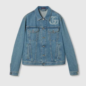 Gucci GG Lasered Double G Logo Buttoned Pockets Denim Jacket Blue Size L (50) - Picture 1 of 24