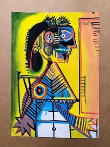 Pablo Picasso (Handmade) Mixed Media On Paper Painting Signed and Stamped - Imagen 1 de 5