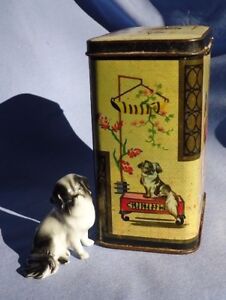 JAPANESE CHIN TIBETAN SPANIEL PEKINGESE tea tin figurine Germany England dog