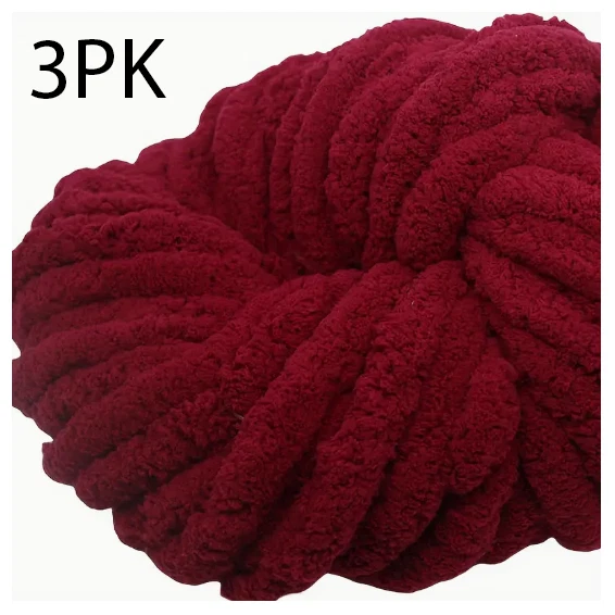 3 PACK - Crimson Red Chenille Chunky Yarn 95 ft 31.7 yd - Изображение 1 из 1